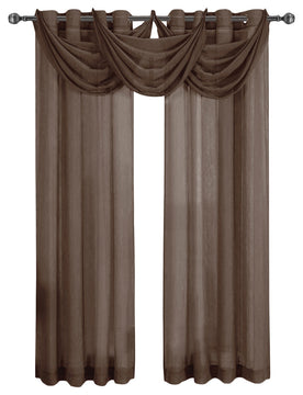 Single Abri Grommet Sheer Window Valance, Chocolate
