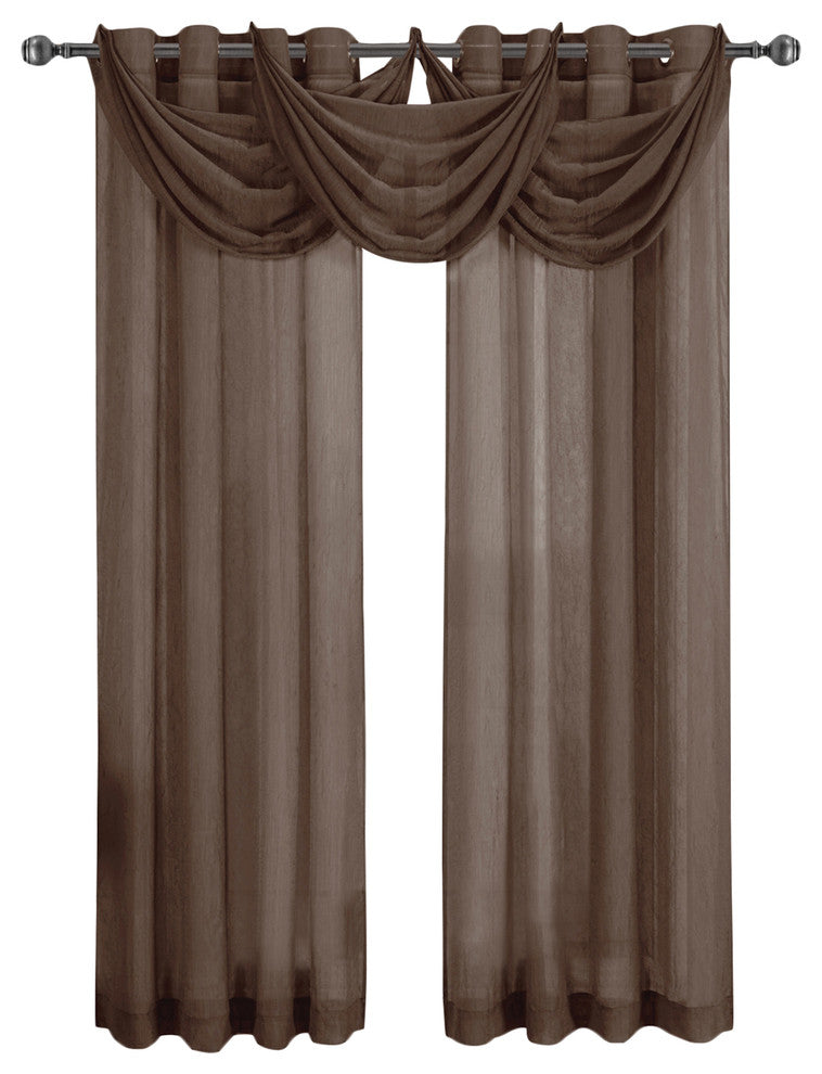 Single Abri Grommet Sheer Window Valance, Chocolate