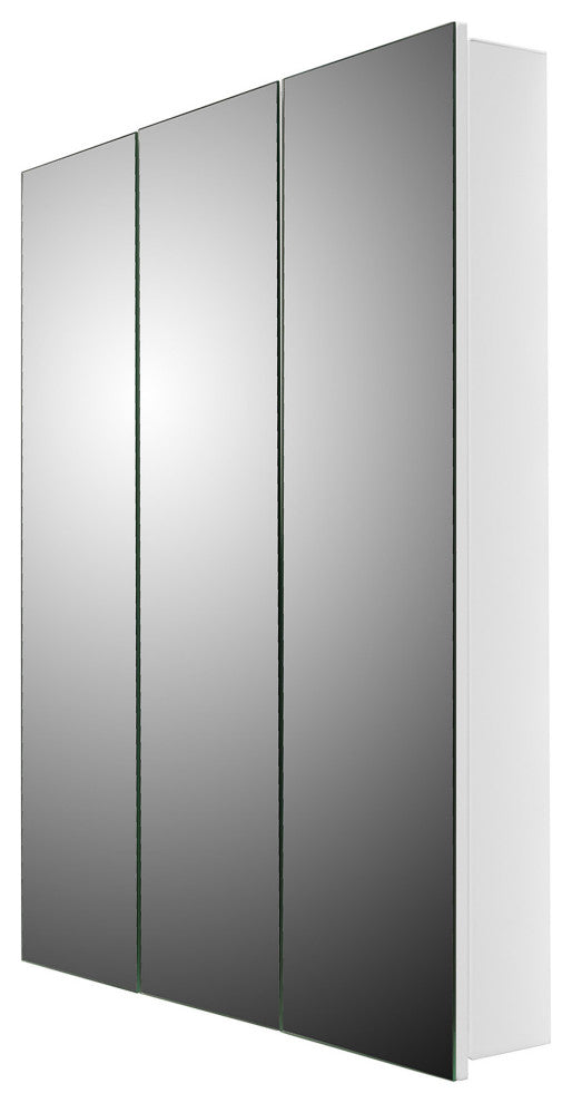 Tri-View Medicine Cabinet, 24"x30", Polished Edge, Surface Mounted