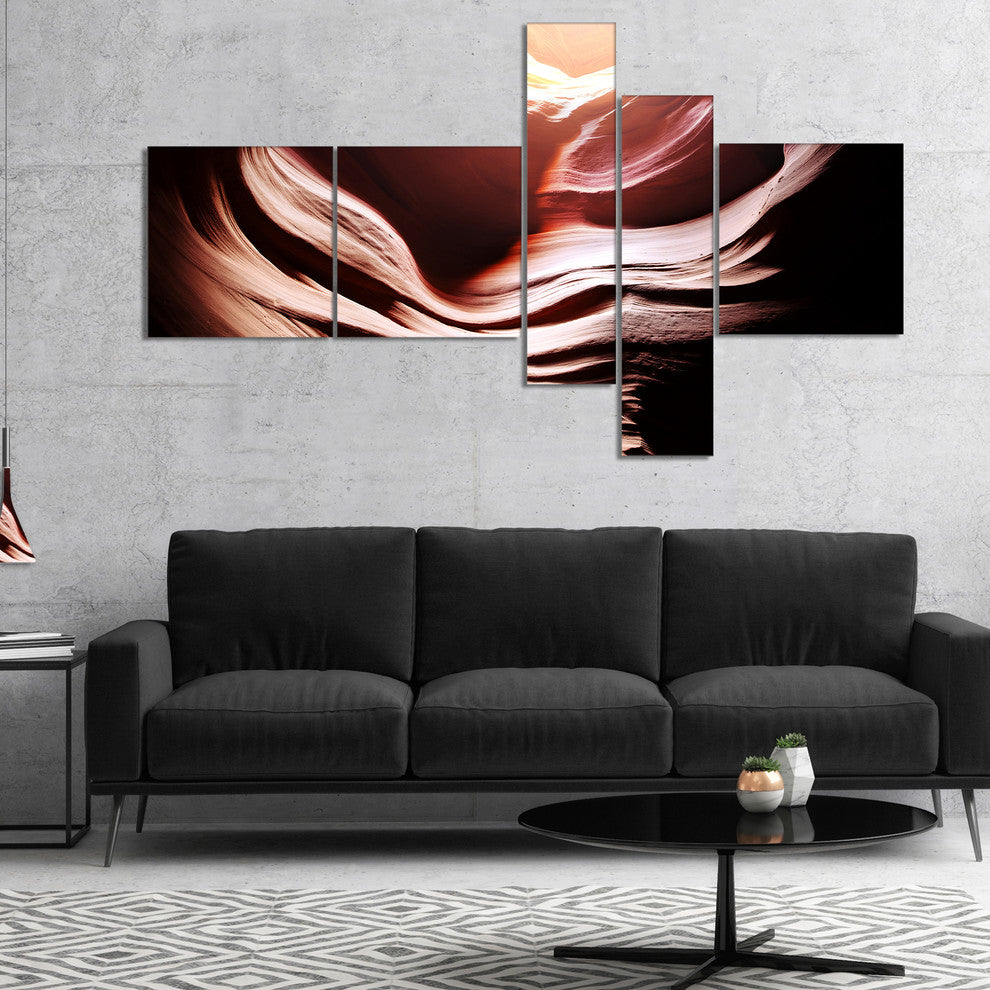 Antelope Canyon in Brown Shade, Landscape Photo Canvas Print, 60"x32", 5 panels