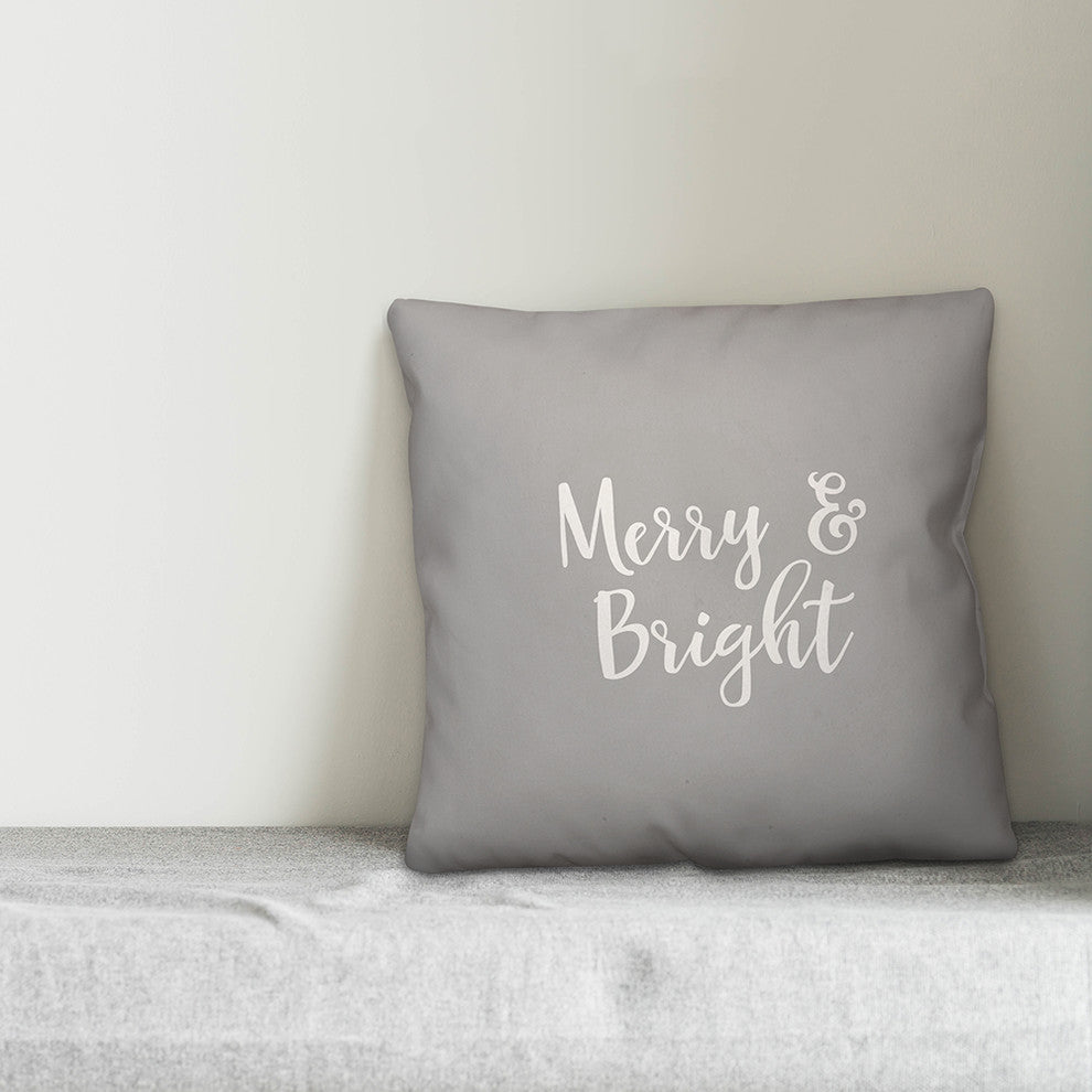 Merry & Bright, Gray 18x18 Throw Pillow