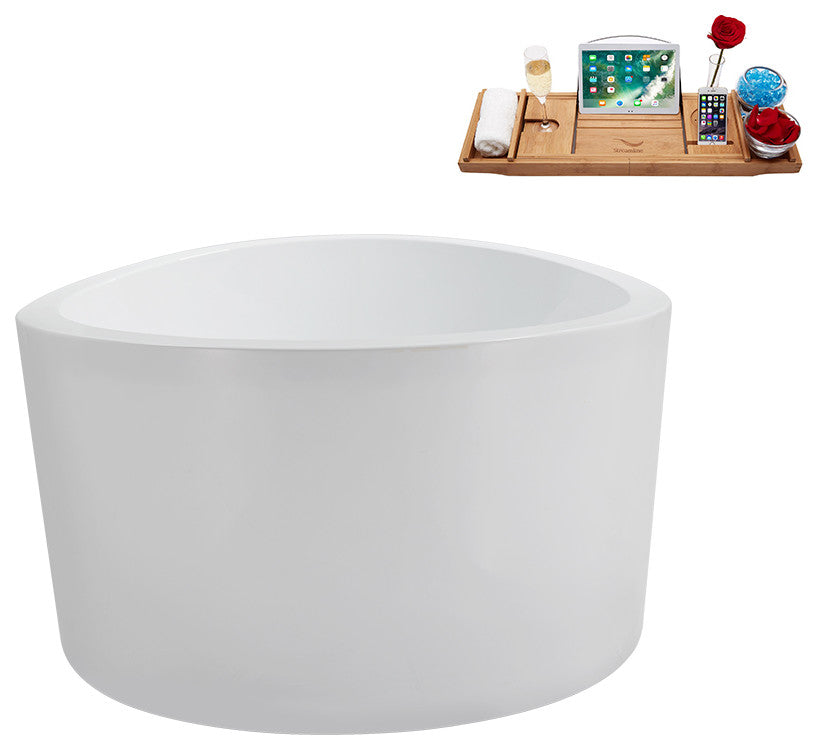 43" Streamline N3780BGL Soaking Freestanding Tub and Tray With Internal Drain