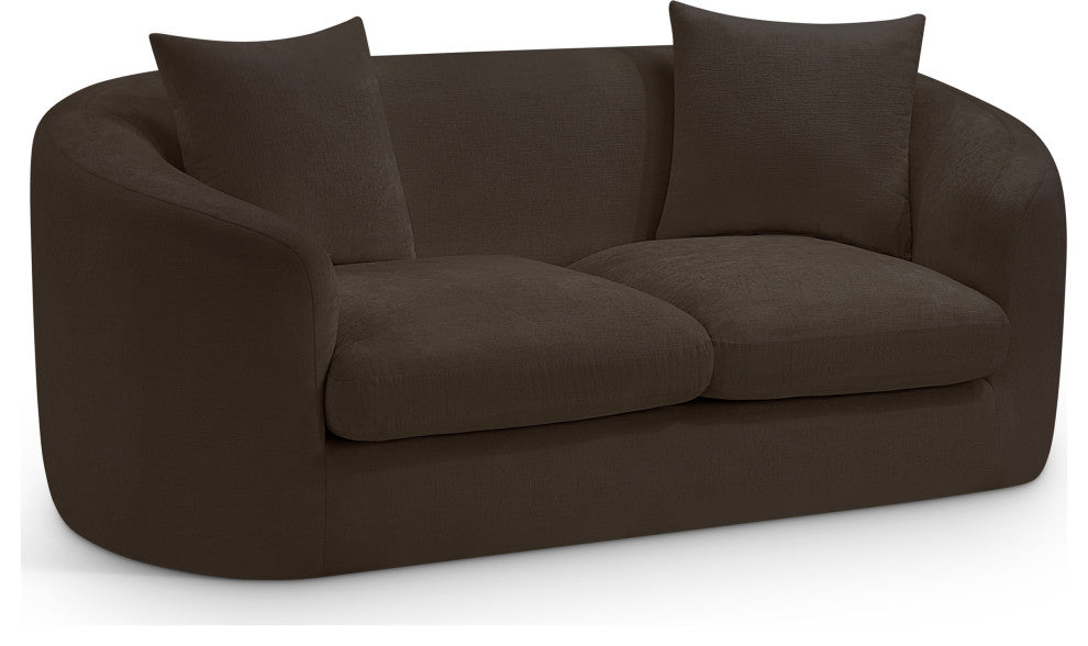 Penelope Upholstered Loveseat, Brown, Chenille Fabric