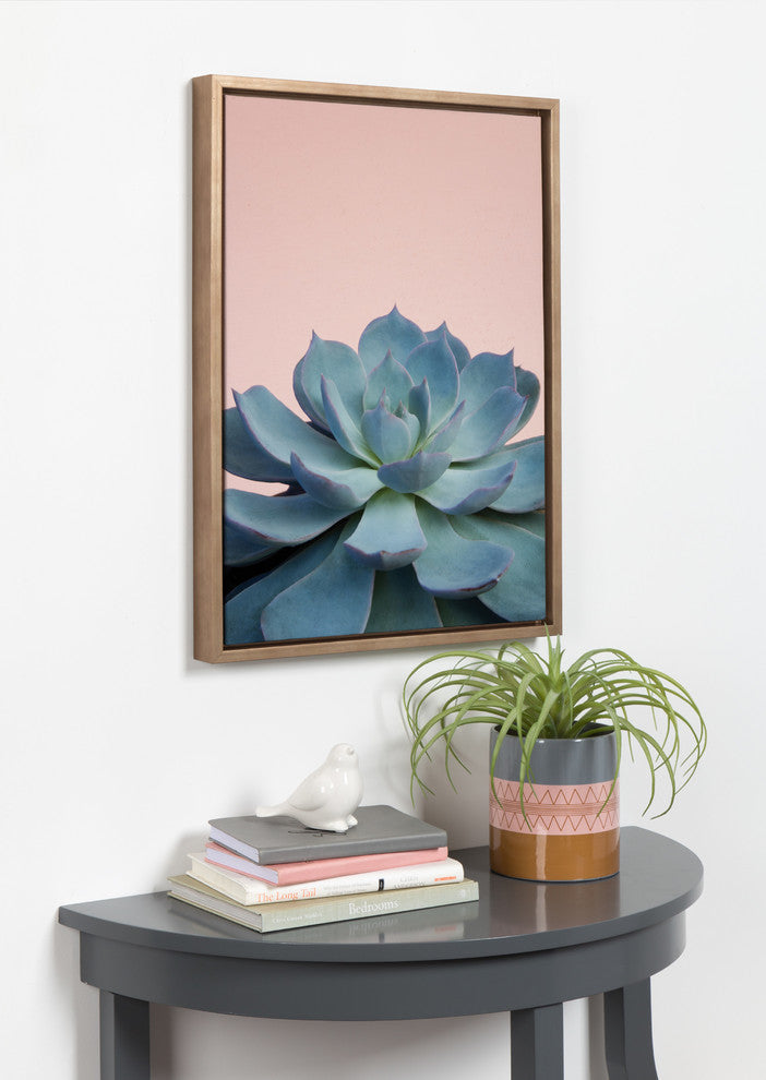 Sylvie Botanical, Succulent Framed Canvas Wall Art, Gold, 18x24