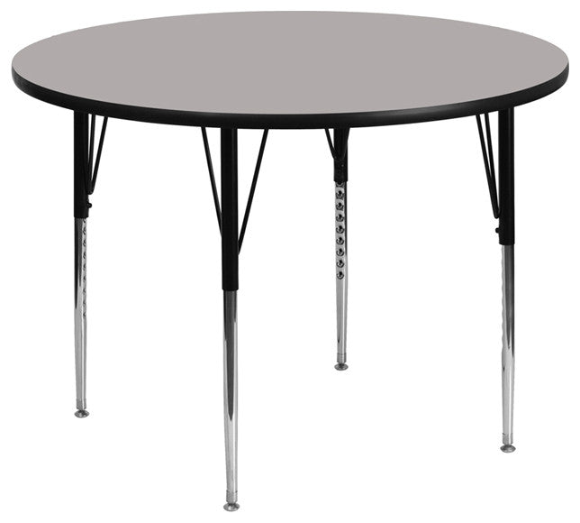 42'' Round Grey HP Laminate Activity Table - Standard Height Adjustable Legs