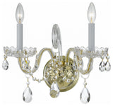 Crystorama 1032PBCLMWP Two Light Wall Mount Traditional Crystal Brass