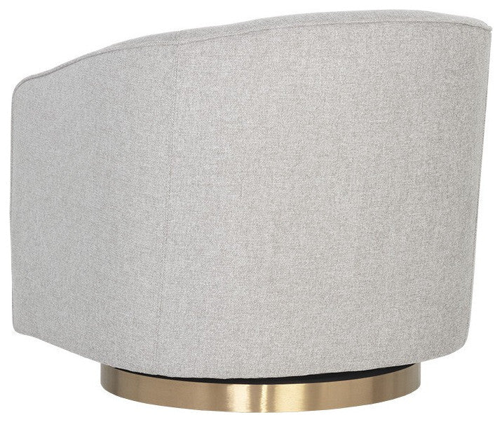 Hazel Swivel Lounge Chair, Gold, Belfast Heather Gray