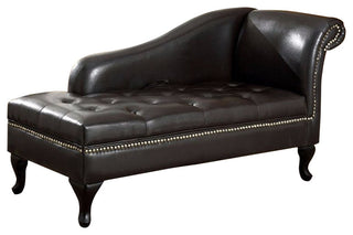 Benzara BM172748 Leatherette Storage Chaise, Black