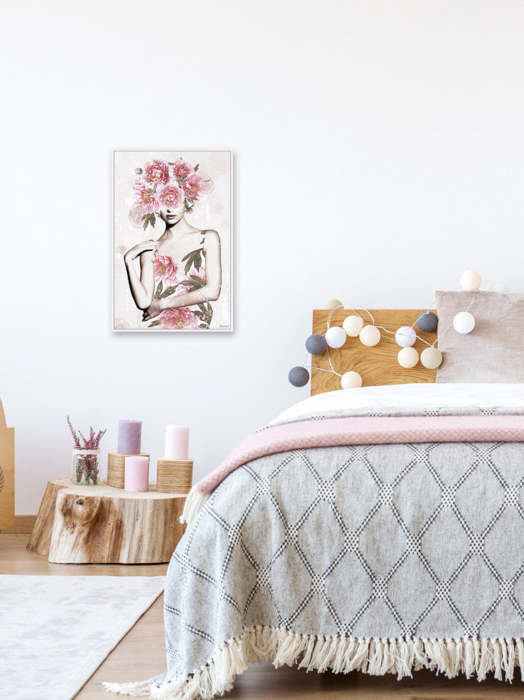 "I Love Flowers" Floater Framed Painting Print on Canvas, 40x60