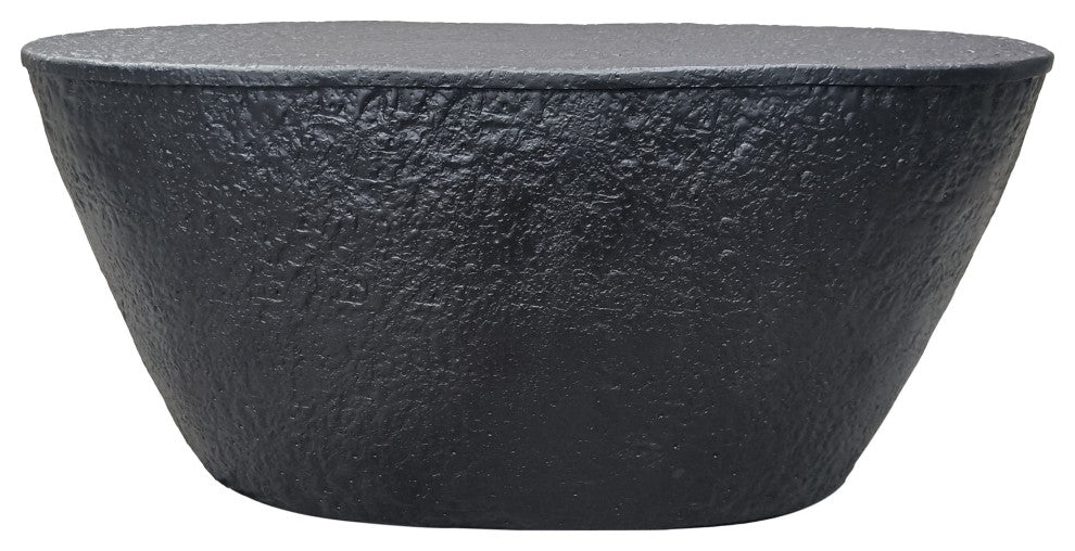 Josi 36" Coffee Table Hammered Design Matte Black Aluminum Frame