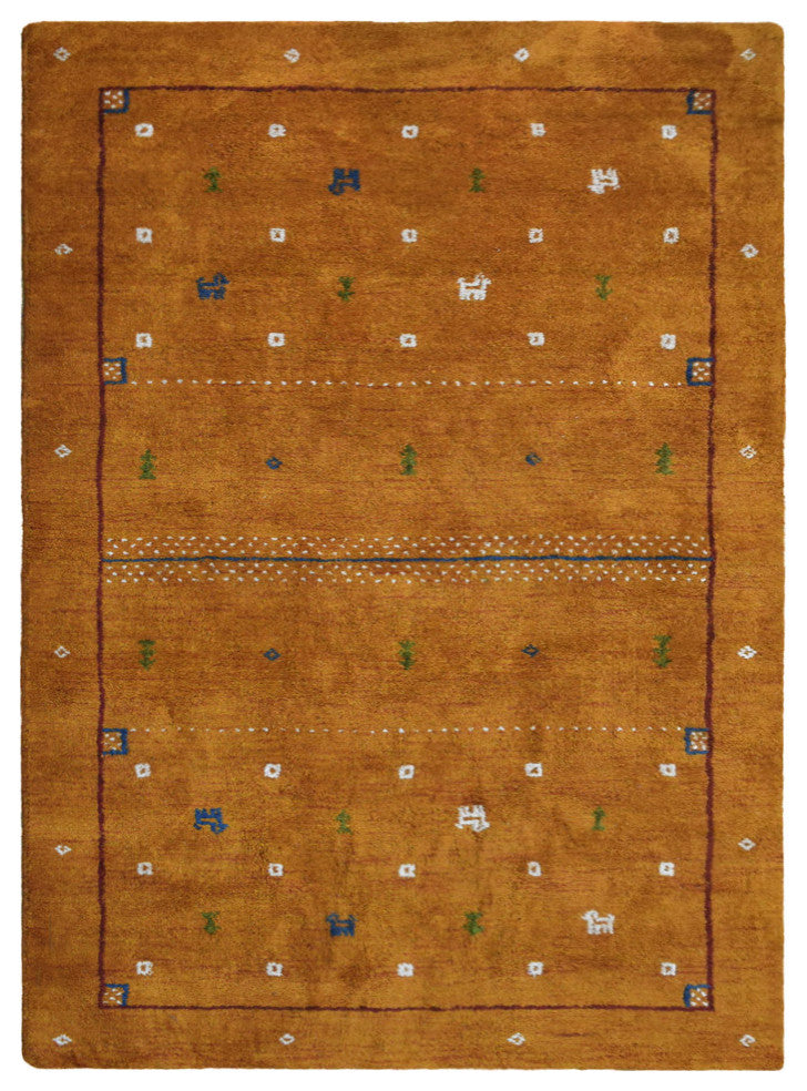 HAND KNOTTED LOOM SILK ECO-FRIENDLY AREA RUG-6'x9',Rectangle,Orange,Contemporary