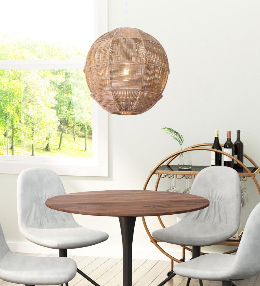 Pendant Ceiling Light Fixture, Steel Metal, Rope, Brown, Kitchen LoungeLobby