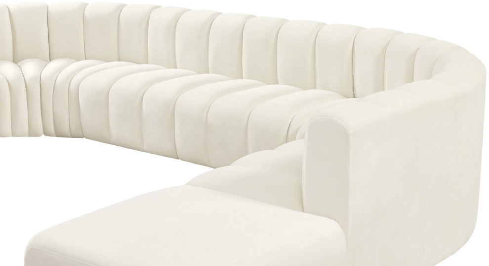 Arc Velvet Upholstered 7-Pc. L-Shaped Modular Sectional, Cream