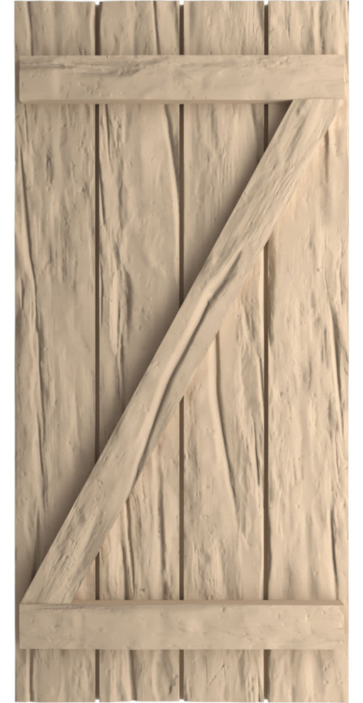 Rustic 4 Board Joined B-N-B Faux Wood Shutters, Riverwood, 22x26"