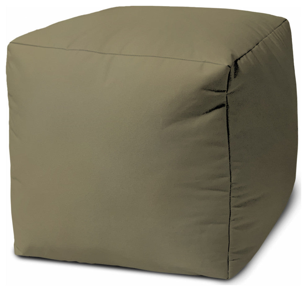 17  Cool Dark Tan Khaki Solid Color Indoor Outdoor Pouf Ottoman