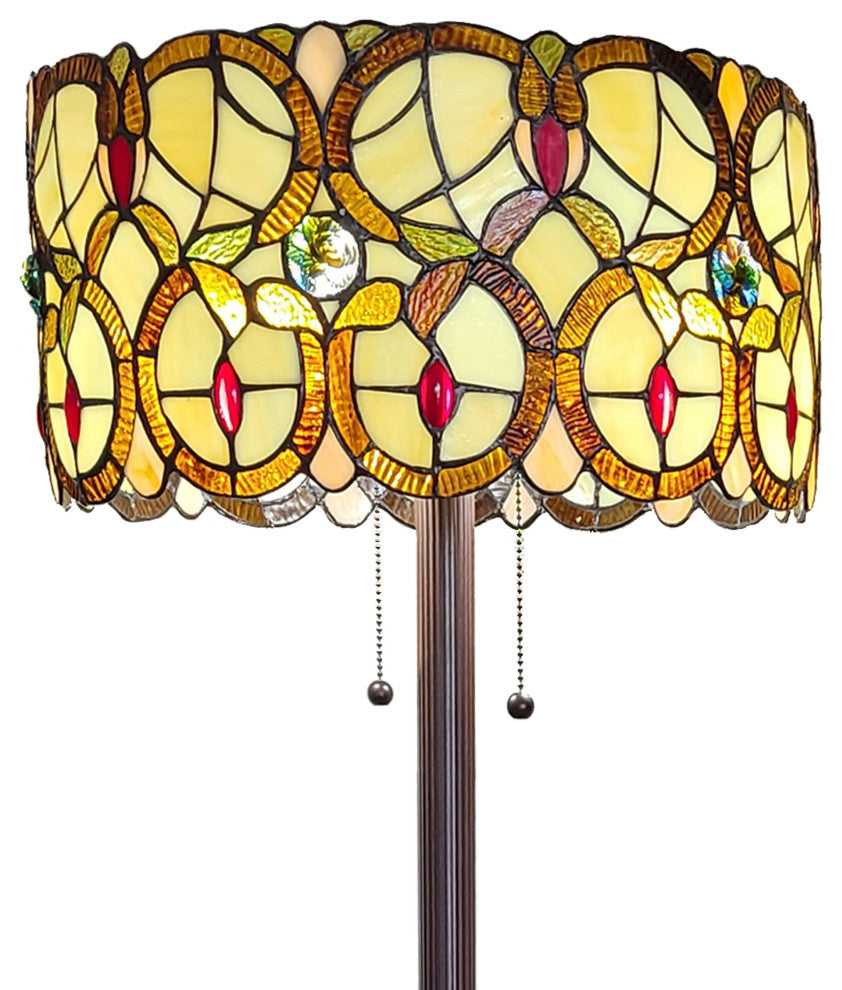 Tiffany Style 2 Light Drum Floor Lamp 63" Tall