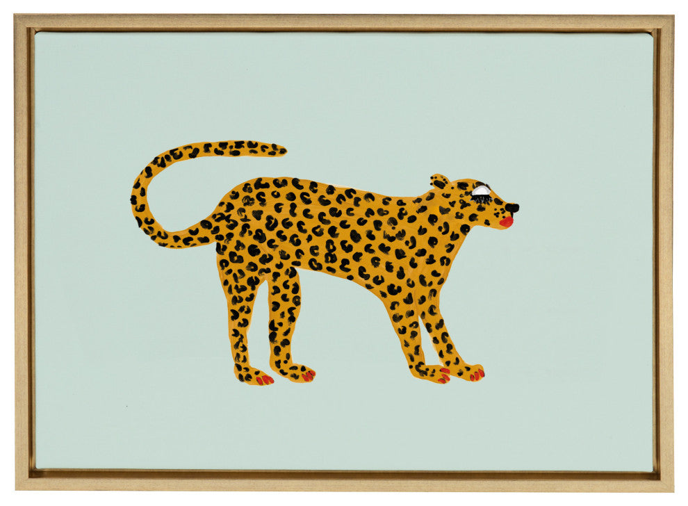Sylvie Glam Cat Framed Canvas by Bouffants and Broken Hearts, Gold 18x24