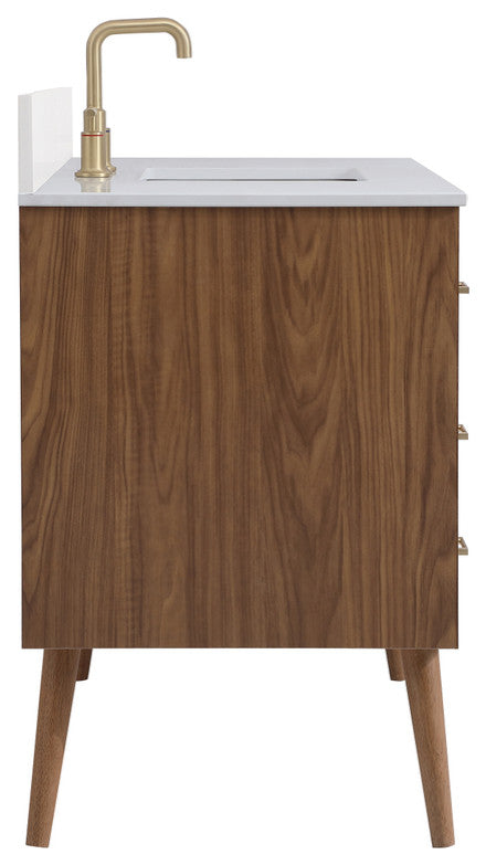 Bella 48" Bathroom Vanity, Walnut Brown With Backsplash