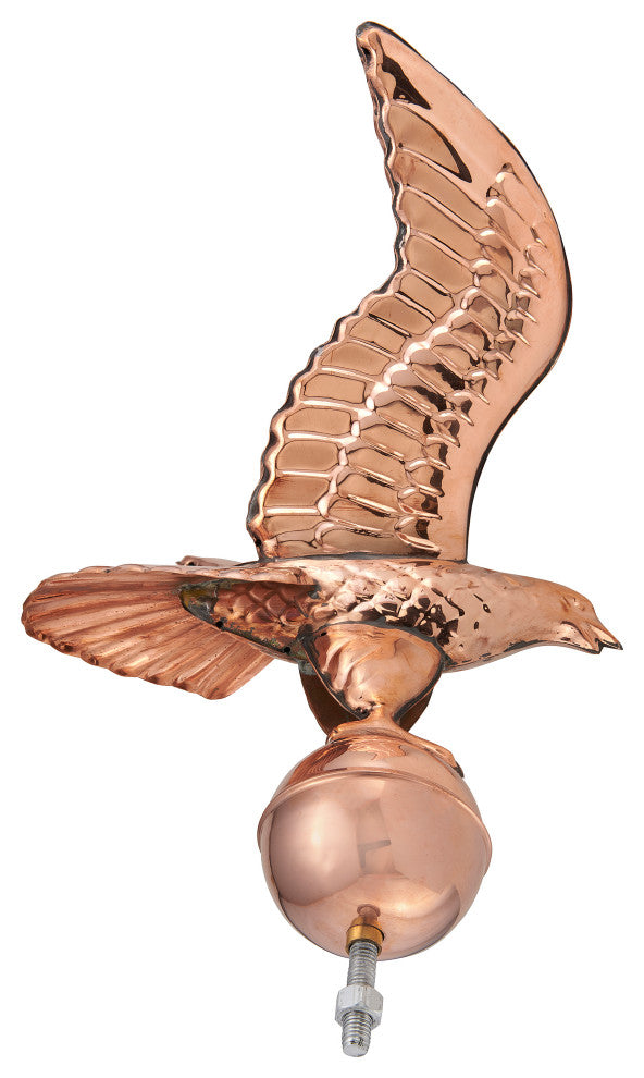 Pure Copper Eagle With Ball Flagpole Topper, 16" Wingspan, by Good Directions