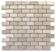 Tumbled Crema Marfil Marble 1x2 Brick Subway Antique Mosaic Tile, 1 sheet