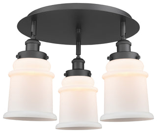 Canton-3 Light 18" Flush Mount-Matte Black, Matte White Glass Shade