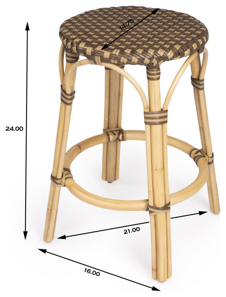 Light and Dark Brown Rattan Counter Stool