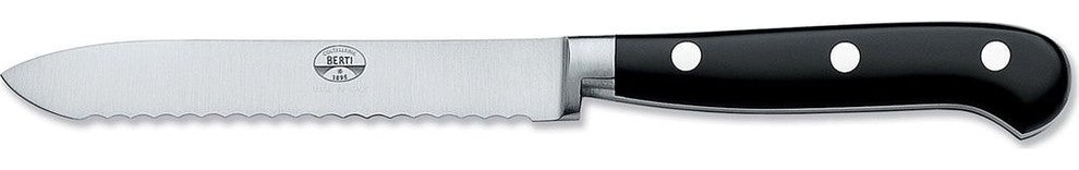 Coltellerie Berti Insieme Tomato Knife with Magnetized Wood Block, Ivory