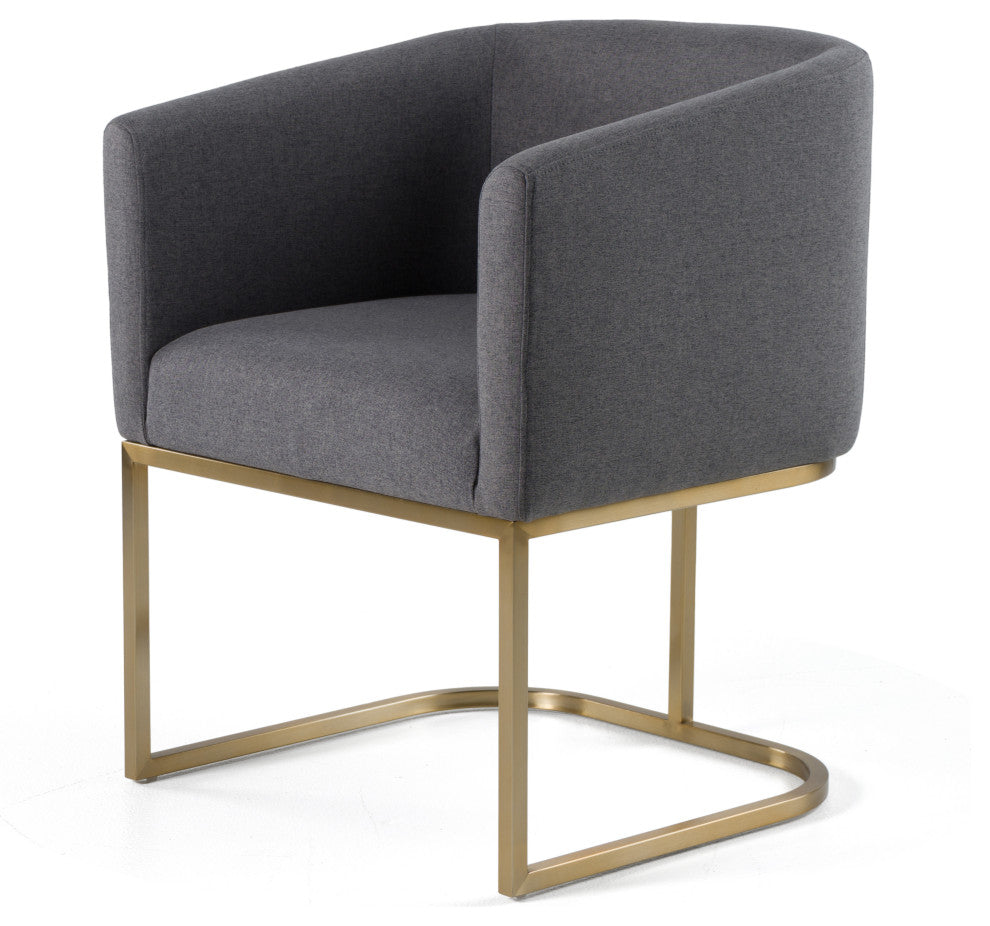 Modrest Yukon Modern Grey Fabric + Antique Brass Dining Chair