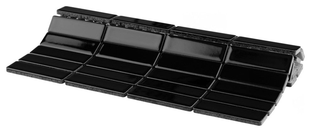 Metro Brick Stacked Glossy Black Porcelain Floor and Wall Tile