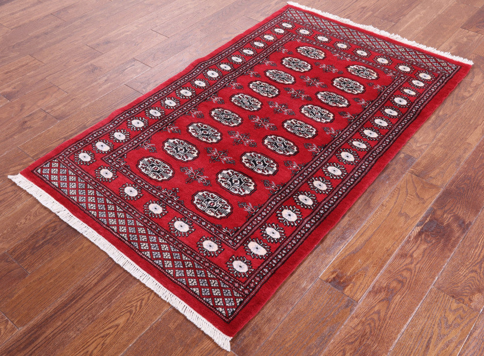 3' 1" X 5' 2" Handmade Silky Bokhara Wool Rug - Q13817