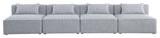 Cube Upholstered Modular Sofa, Gray, 4-Piece: 4 Armless Chair, Linen Texured Fabric
