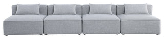 Cube Upholstered Modular Sofa, Gray, 4-Piece: 4 Armless Chair, Linen Texured Fabric
