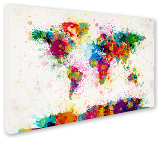 'Paint Splashes World Map' Canvas Art by Michael Tompsett