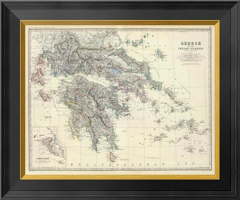 "Greece, 1861" Framed Canvas Giclee by Alexander Keith Johnston, 20x17"