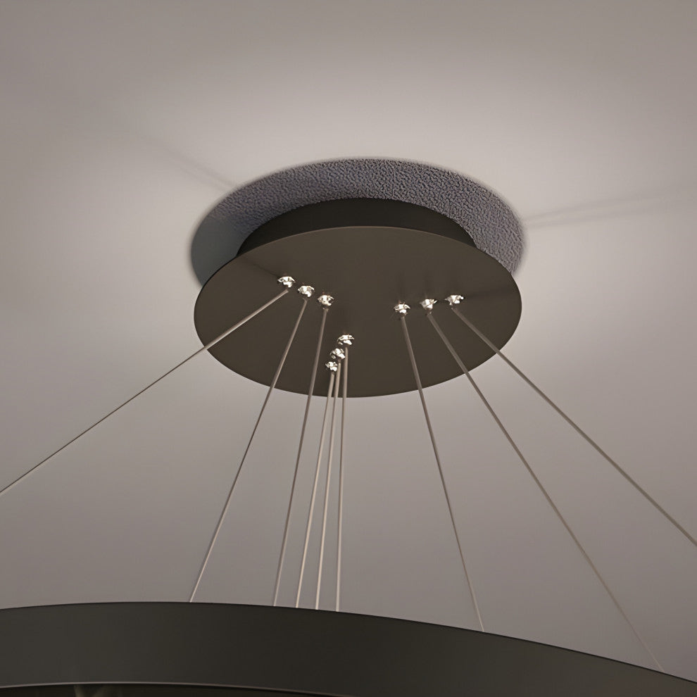 Altidona | Black Rings Modern Crystal Creative Luxury Hanging Led Chandelier, 3 Rings 4 Bases