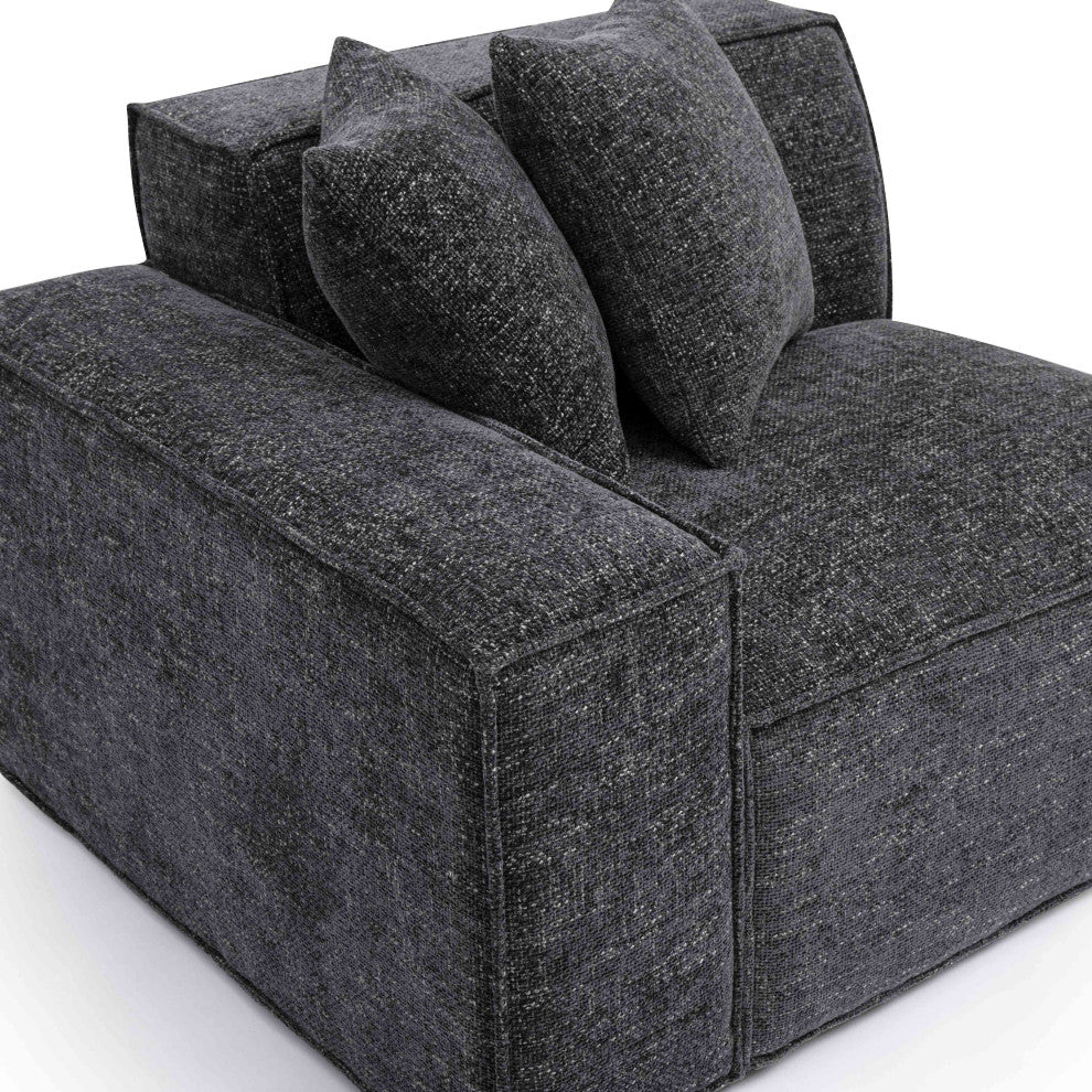 Mindy Chenille Basketweave Left Arm Facing Corner Chair, Charcoal