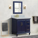 37" Single Vanity, Blue Finish With White Carrara