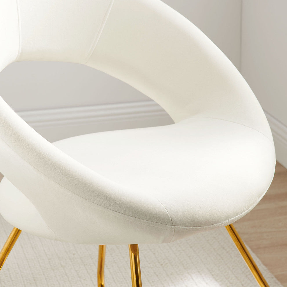 Dining Chair, Set of 2, White Gold, Velvet, Modern, Cafe Bistro Hospitality