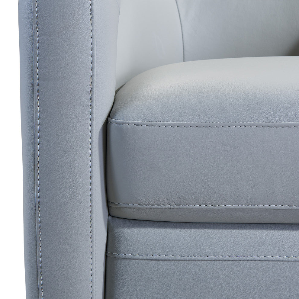 Desi Contemporary Swivel Accent Chair in Dove Gray Genuine Leather