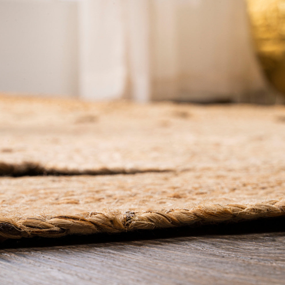 Cassia Round Natural Jute Boho Circle, Natural, 6' Round