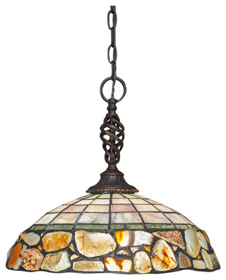 Elegante 1-Light Pendant, Dark Granite/Cobblestone Art