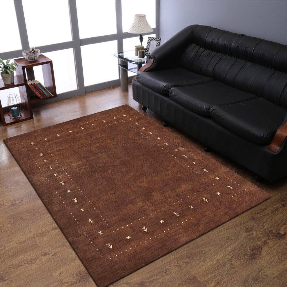 HAND KNOTTED LOOM WOOL ECO-FRIENDLY AREA RUGS - Runner, Brown, Contemporary