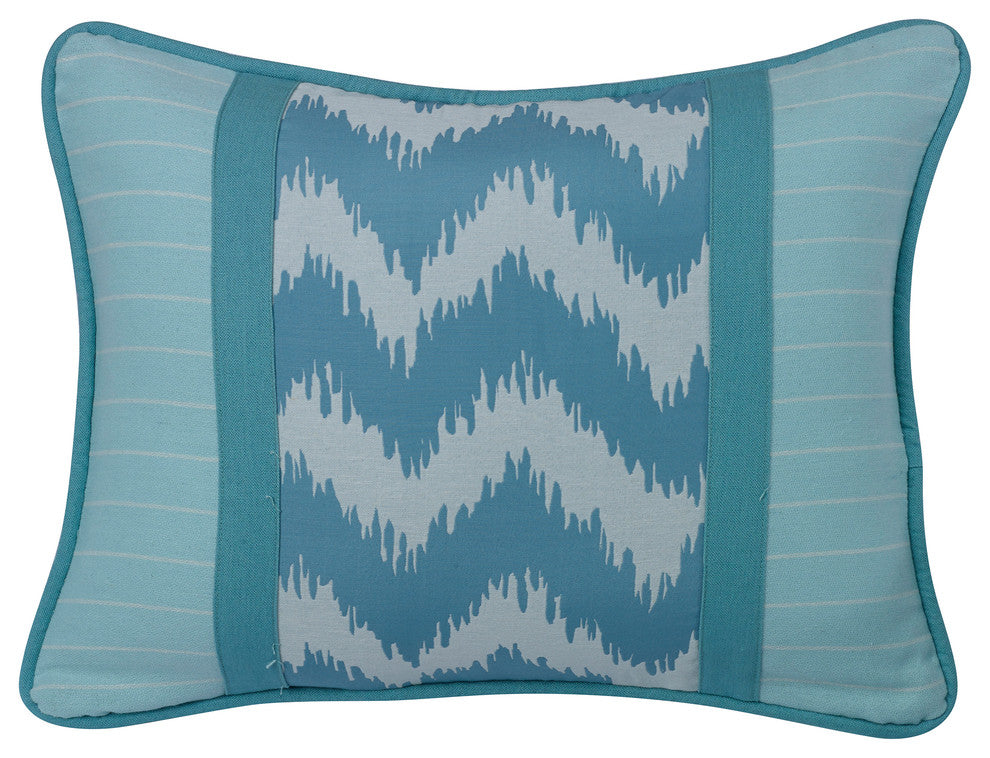Chevron Print Pillow Accented By Blue Stripes
