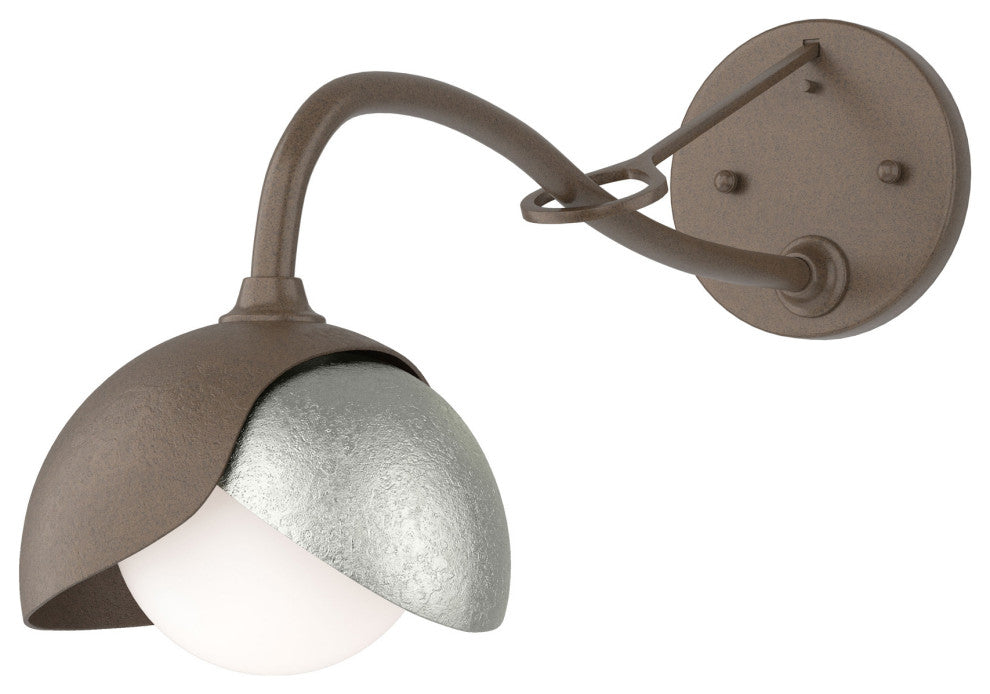 Brooklyn 1-Light Double Shade Sconce, Bronze, Sterling, Opal Glass