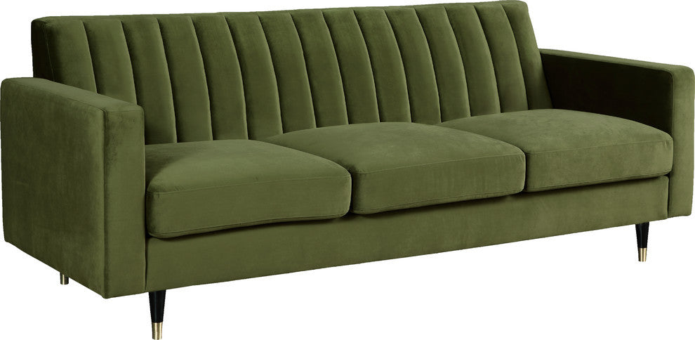 Lola Velvet Upholstered Sofa, Olive