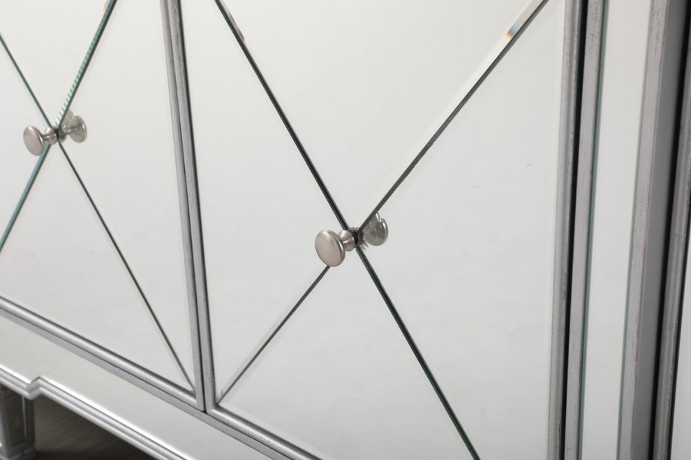 Cosmo 72" Mirrored Credenza, Silver