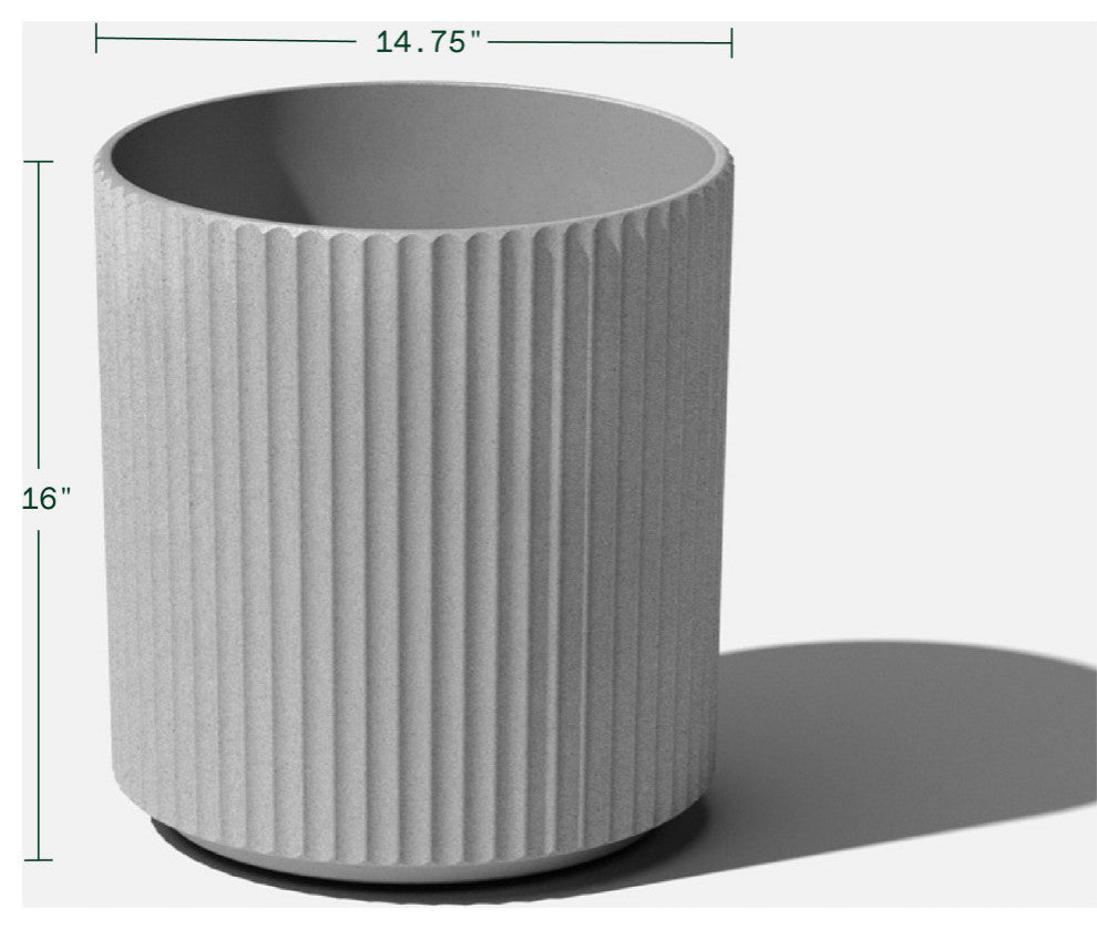 Veradek Demi Series Planter, Gray, 16", 1 Pack