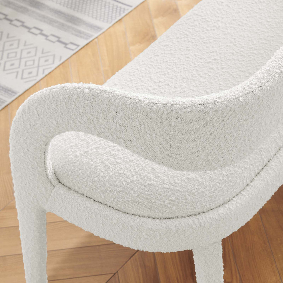 Pinnacle Boucle Fabric Accent Bench, Ivory