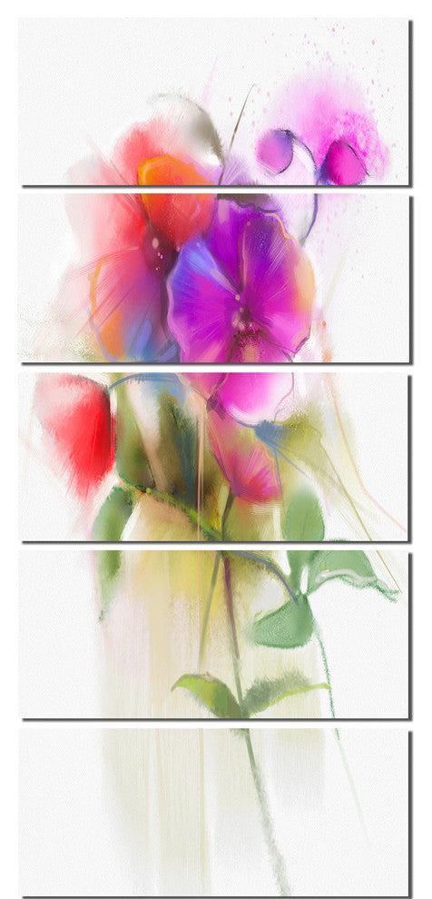 "Bunch of Colorful Orchid Flowers" Flower Wall Art, 5 Panels, 28"x60"