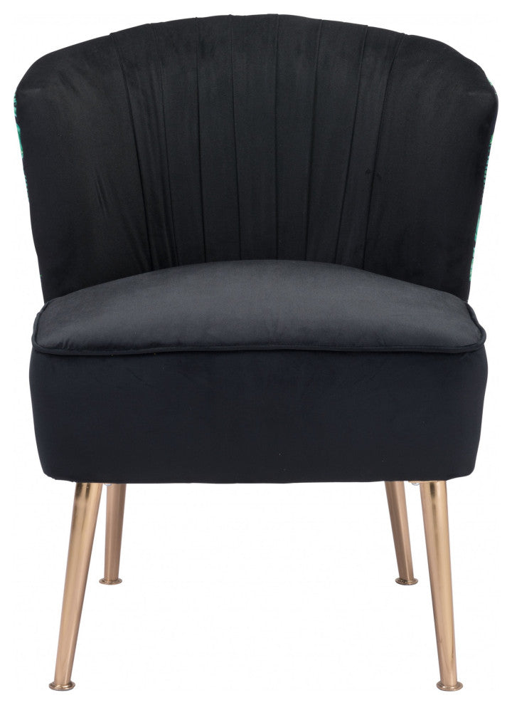 Tonya Accent Chair Black Gold and Tropical Print